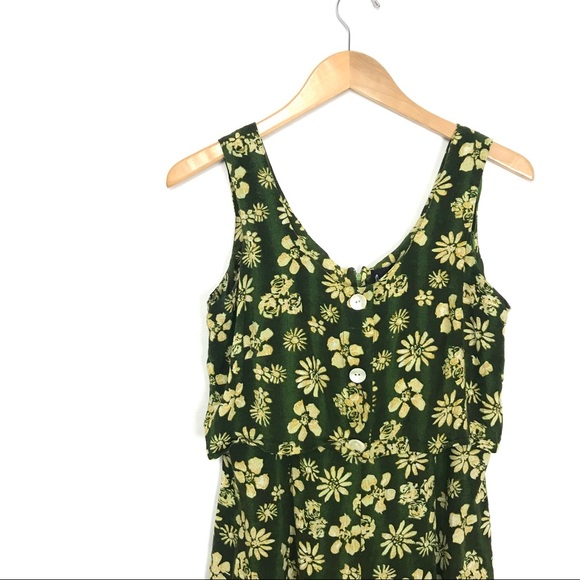Jamie Brooke Hawaiian Floral Print Romper Green A7 - Picture 2 of 7